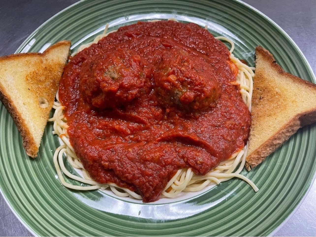Spaghetti & Homemade Meatballs Dinner.