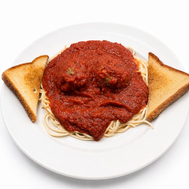 Spaghetti & Homemade Meatballs Dinner.