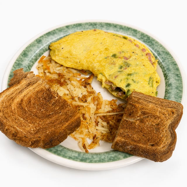 Meat & Cheese Omelet Breakfast.