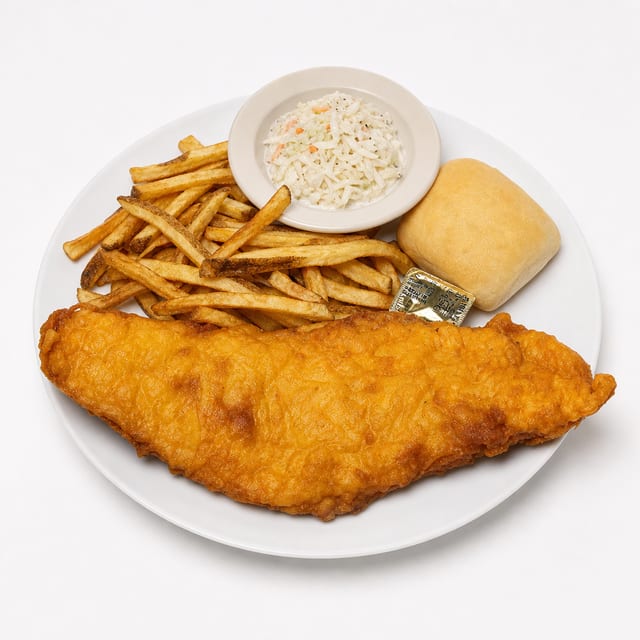 Fried Haddock Dinner.